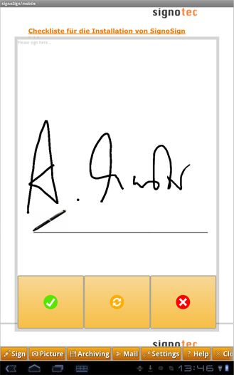 Android Phone as a signature pad